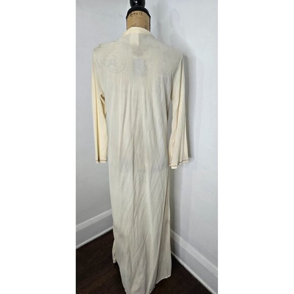 Vintage 70s Cream Boho Prairie Night Gown House Dress Bell Sleeve - Picture 5 of 14